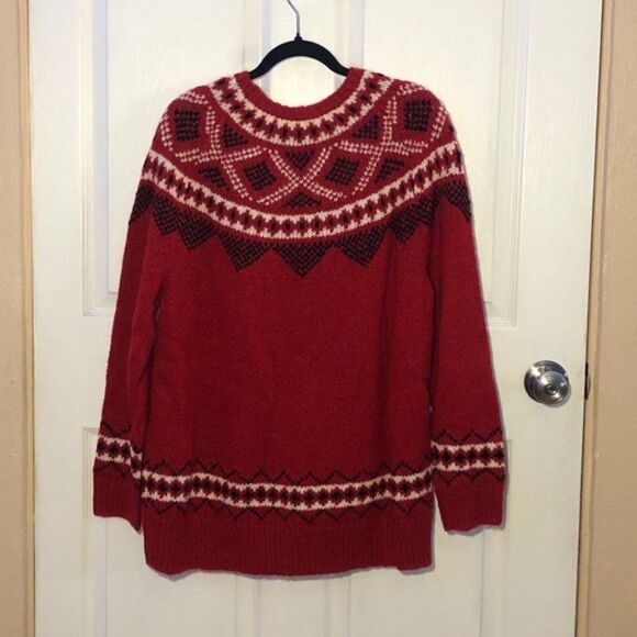 J Jill Red Sweater Fair Isle New W Tags Size XL Y - Picture 3 of 13
